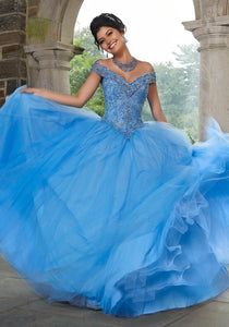 Crystal Beaded Embroidery Tulle Quinceañera Dress