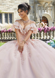 Crystal Beaded Lace Appliqué Quinceañera Dress