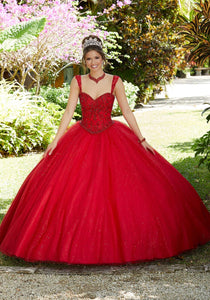 Glitter Tulle and Beaded Quinceañera Dress