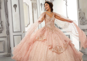 Allover Embroidered Crystal Beaded Quinceañera Dress