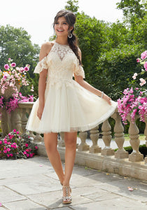 Crystal Beaded Lace Party Dress