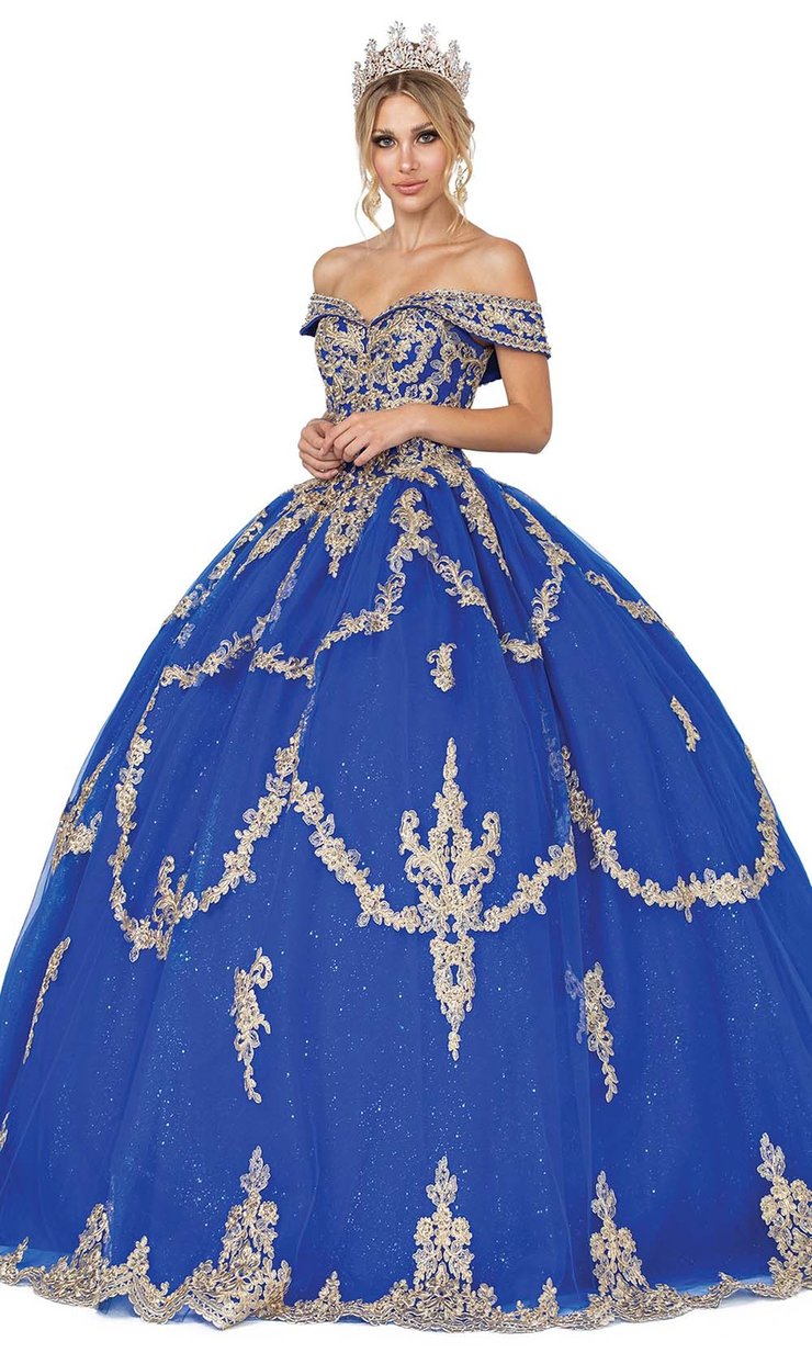DANCING QUEEN EMBROIDERED OFF SHOULDER BALLGOWN